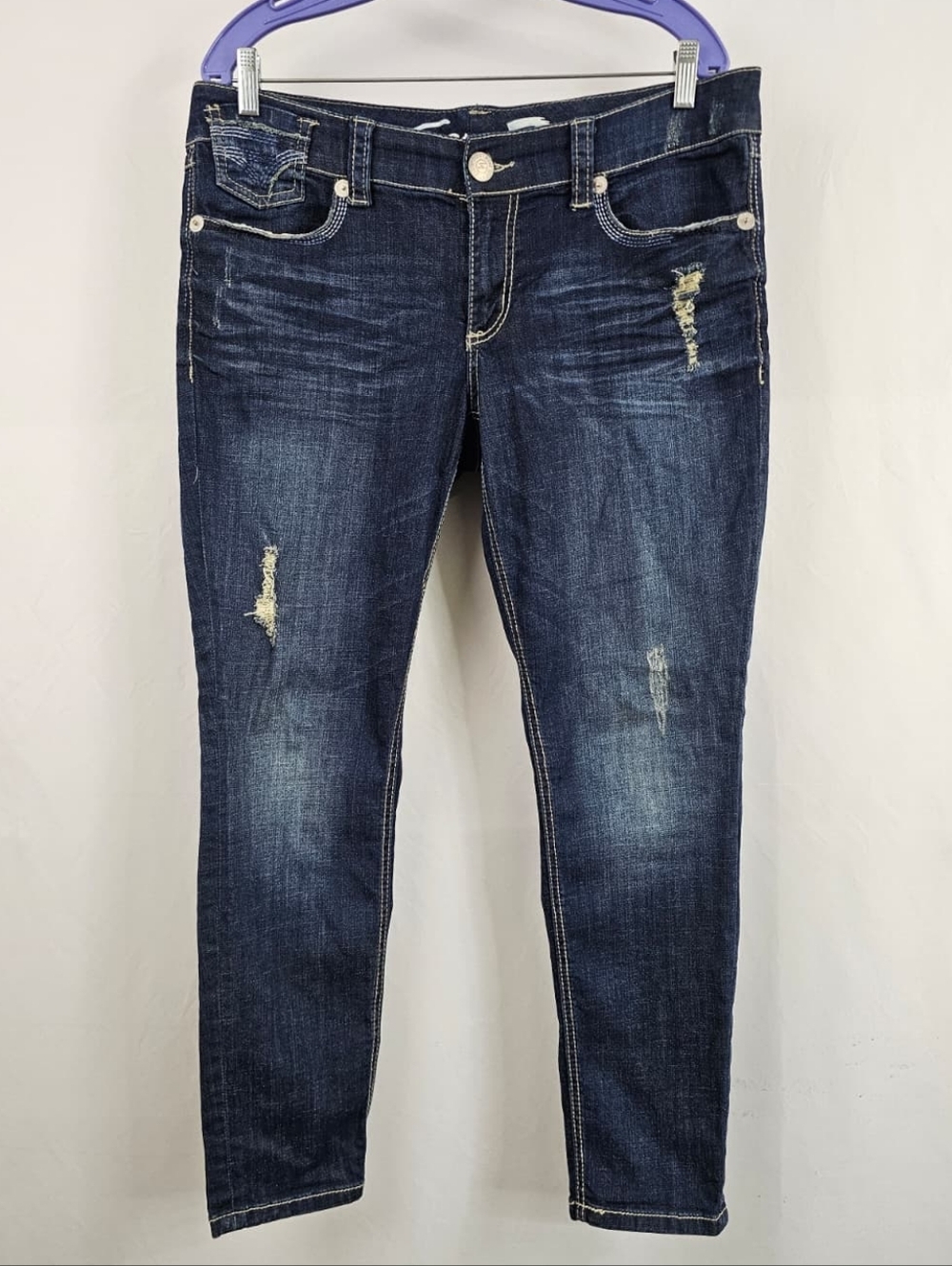 Seven7 Women's Dark Wash Skinny Mid Rise Jeans, Sz 12